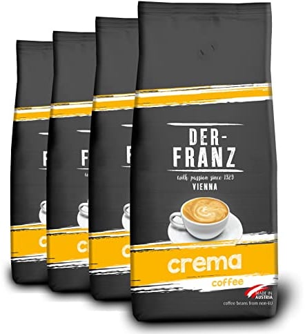 DER-FRANZ Kaffee Crema, Intensität 4/5, 100% Arabica, ganze Kaffeebohnen, 4 x 1000 g