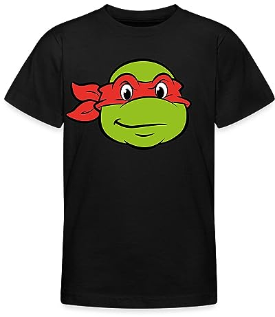 Spreadshirt Teenage Mutant Ninja Turtles Raphael Kostüm Karneval Kinder T-Shirt, 98/104 (3-4 Jahre), Schwarz