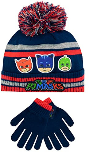 PJ Masks Kinder Wintermütze und Handschuhe Set Blau One Size