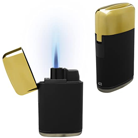 1 Mechero Encendedor Jet Turbo Soplete Recargable con Gas Precargado y Llama Ajustable, Metalizado,Tacto Soft y Antiviento 1 Ud