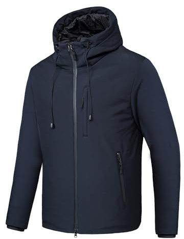 TONY BACKER Giacca Jacket Uomo Invernale Softshell Impermeabile Antivento con Cappuccio Giacca Calda Giubbotto Uomo Trekking Casual 3351