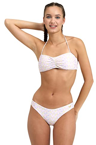 Arena Allover Bikini Donna a Fascia, Costume da Bagno con Tessuto Elasticizzato Riciclato ad Asciugatura Rapida, Costume da Donna con Coppe Removibili e Top con Laccetti