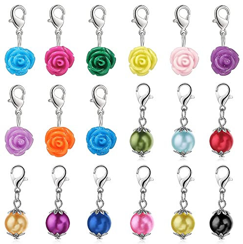 Rkllejs 18 Pezzi Ciondoli in Resina, Fiore Colorato Pendenti Ciondoli, Pendenti In Resina Rosa, Per Collane, Bracciali, Ciondoli a Clip, Bordatura, Arte, Artigianato, 9 Colori