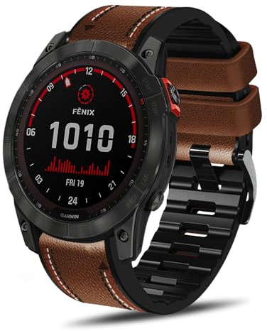 KoGiio Armband QuickFit 26mm für Garmin Instinct 3 Solar 50mm/Instinct 3 AMOLED 50mm/Fenix 8 51 mm Enduro 3/Descent Mk3i 51mm /tactix 7 AMOLED,Uhrenarmbänder Ersatzarmband aus Leder und Silikon