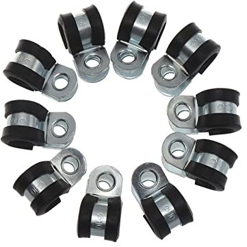 DUUDAH Hose Clips,Hose Clamp,Ducting Clamps,10Pcs Rubber Lined P Clips Wiring Hose Clamp Pipe Cable Mounting Fix Fasteners Hardware Electrical Fittings (Size : 16mm) (Size : 40mm)