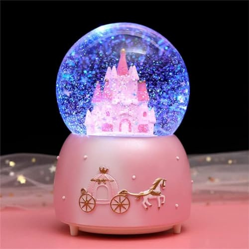 Sfera Di Cristallo Di Music Box Globo musicale con neve carillon rotante luce notturna palla automatica ornamento da tavolo per compleanno Natale Capodanno festa festival regali
