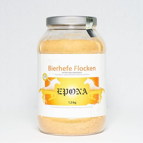 EPONA Bierhefe-Flocken, speziell für Pferde und Hunde, Eiweißreich mit Vitaminen- und Mineralstoffen für Verdauung, Haut, Fell, Hufe, Biotin für glattes und glänzendes Fell