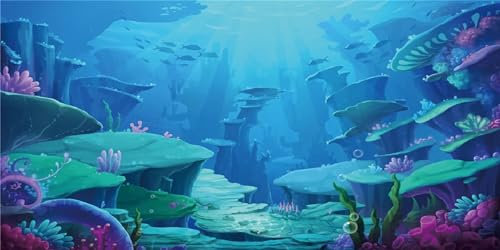 MIRRORANG 180x61cm Unterwasser-Thema Aquarium Hintergrund Bunte Koralle Unterwasserwelt Aquarium Poster Hintergrund Vinyl Hintergrund
