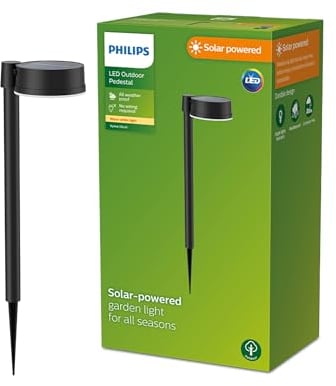 Philips LED Vynce Paletto Solare da Parete per Esterni, Quadrata, Luce Bianca Calda, 1.5W, IP44, Nero
