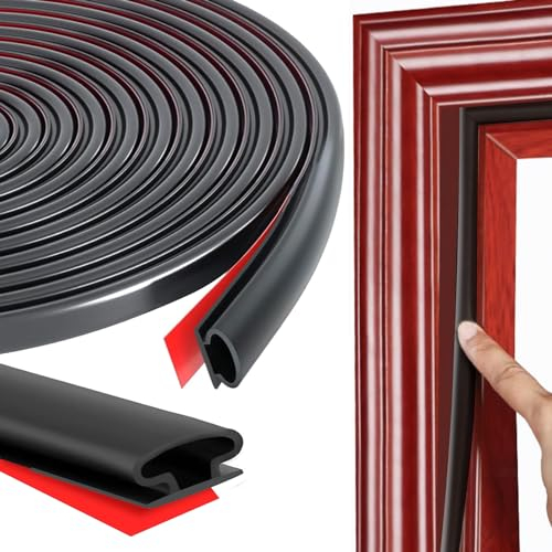 TAIHOBO 6m Joint Fenetre Isolation Phonique Noir, Type D Joint Porte Isolation, Joint de Porte D'entrée Autocollante, Isolation Porte pour Contre Les Courants D'air, Le Bruit Et Le Froid