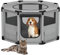 Welpenlaufstall 120x120x64,5 cm, Welpenauslauf XXL, Hundelaufstall mit Aufbewahrungstaschen, Hundekäfig mit Wasserfester Unterlage, Tierlaufstall Katzen, Achteckiger Hundelaufställe, katzenkäfig