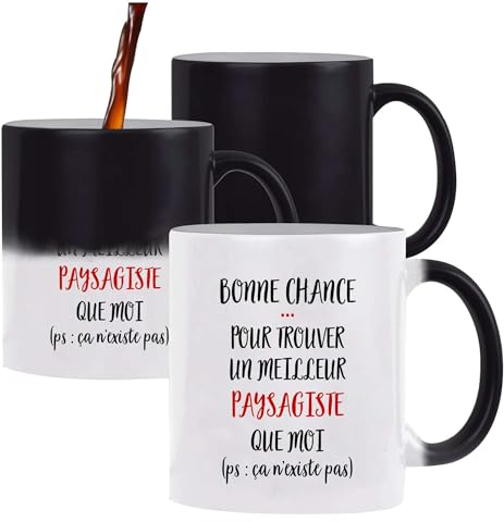 Planetee Tasse Magique Paysagiste ça n'existe pas homme | Mug qui change couleur avec la chaleur | Idée Cadeau Famille Amis Humour Anniversaire Noël Fête des Grands-Pères