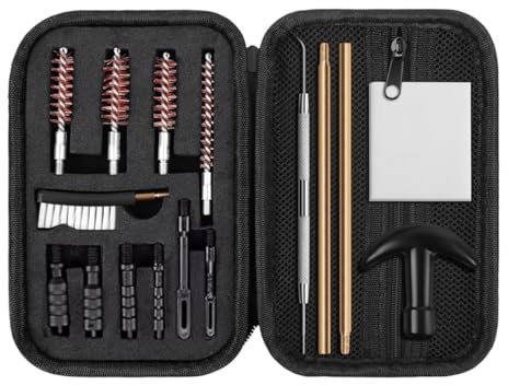 MOCNT 16 Pezzi Kit di Pulizia per Pistola Spazzole Kit di Pulizia Fucile Kit di Pulizia Armi Manutenzione e la Pulizia delle Armi .22Cal .357Cal .38Cal 9mm .40 .45Cal