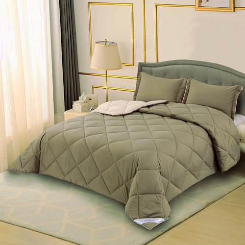 NORA HOME Piumone Letto Singolo Invernale 180x260 Beige Reversibile. Antiacaro Antibatterico Fibra 3D. Livello Termico Molto Elevato 4.5/5. Piumino Caldo 400 gr/m² - BICOLOR