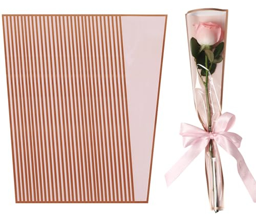 BOYYOEE 50 Stück rosa einzelne Rosenhüllen Blumenstrauß Taschen Kunststoff Einzelblume Verpackung Rose Verpackung für Muttertag, Abschlussfeier, Hochzeit, Geburtstag, Valentinstag, Party