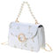 ZBIianxer Vintage PU Blume Stickerei Messenger Bag Chic Crossbody Bag mit Kettenriemen für Damen, W