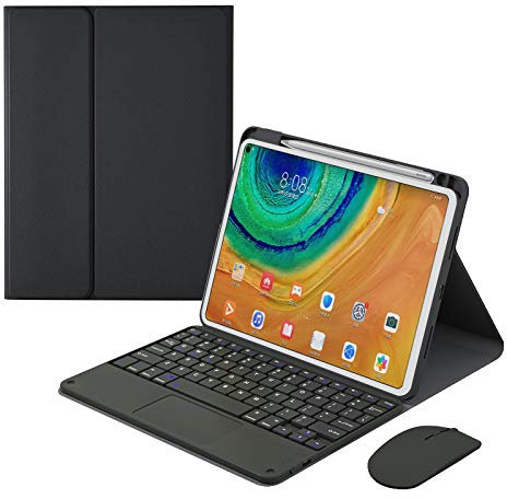 Bueuwe Tastatur Hülle für Huawei Matepad 11.5S 2024, Abnehmbare Tastatur Mit Hintergrundbeleuchtung Und Touchpad, Weiche Rückseite Mit Stifthalter,Schwarz,No Backlit