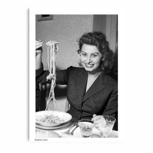 AIMA Sophia Loren Wandposter 22 x 30 cm - Wanddruck Schwarz und Weiß Kino Vintage Poster ohne Rahmen - Room Decor Küchendrucke - Magnet Gratis
