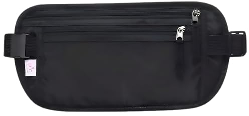 1 Pcs GeldgüRtel Damen RFID-geschützt Diebstahlsichere Bauchtasche Diebstahlsicher Bauchtasche Flach Money Belt Bauchtasche Reisen Flache Bauchtasche Flach Unter Kleidung Reise Bauchtasche(Schwarz)