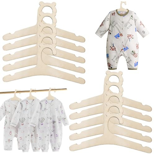 Kleiderbügel Kinder,Kinderkleiderbügel,10 Stück Holz Baby Kleiderbügel,DIY Kinder Kleiderbügel rutschfest Babykleiderbügel,Kleiderbügel Baby Aufbewahrung für Kleider Rock Hosen