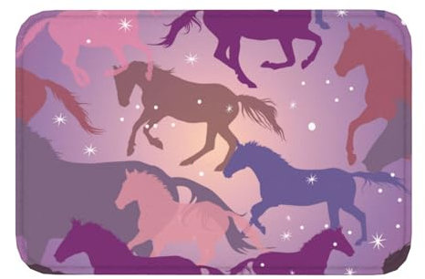 40Cmx60Cm Badematte Horsee Auf Lila Welcome Fußmatte Waschbar Fußmatte Langlebig Fussabtreter Außen Für Schlafzimmer Flur Eingang