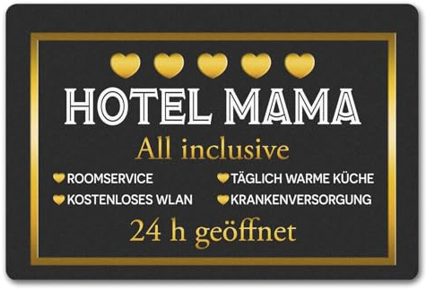 speecheese Hotel Mama - All Inclusive Fußmatte in 40x60 cm ohne Rand als schöne und lustige Geschenkidee zum Muttertag oder Geburtstag für Deine Liebe Mama
