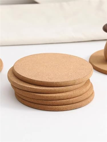 Cork Mats for Hot Pans, Round Coasters Trivets for Kitchen Worktops, Cork Placemats Set of 6, 16cm