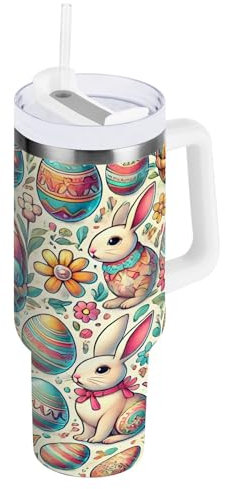 RPLIFE Edelstahlbecher mit Ostermotiv, isolierter Kaffeebecher, Kaffeebecher für Frauen