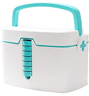 VDLLQYN, Erste-Hilfe-Set, medizinische Box, Erste-Hilfe-Box, tragbare Kunststoff-Aufbewahrungsbox, Haushalts-Erste-Hilfe-Box, Medikamentenbox mit 7 kleinen Pillendosen, Erste-Hilfe-Sets ，Erste-Hilfe-K