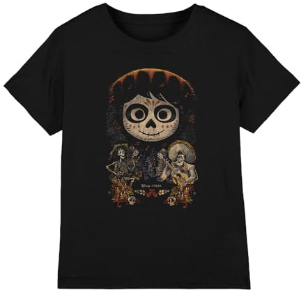 Coco Boy's Coco Painted Poster with Miguel Skull, Hector and Ernesto Unisex Kids T Shirt T-Shirt