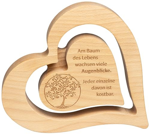 SIKORA DK29 XL großes Deko Massiv Holz Herz Natur Lebensbaum Spruch zum Hinstellen