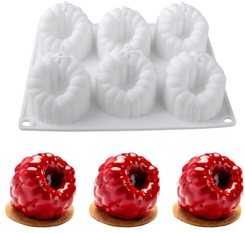 DUBENS Moule en silicone 3D pour mousse aux fruits, moule polyvalent en forme de framboise et fraise pour gâteaux, chocolats, gelées, glaces et créations créatives de pâtisserie