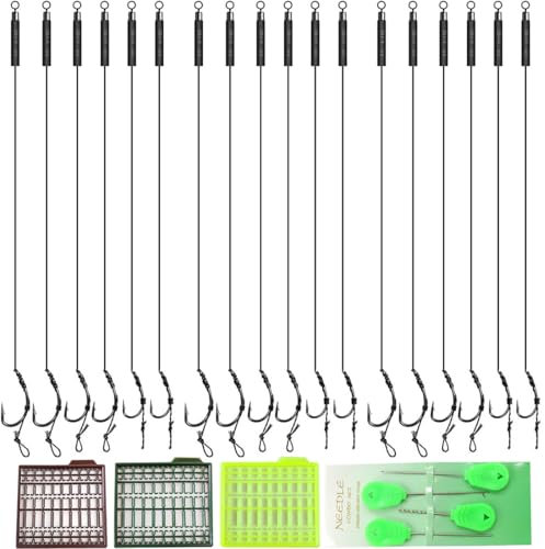VIVIIHOO Set di 18 ami per la Pesca alla Carpa, boilie rig con boilie Stopper - Ideale per la Pesca alla Carpa in Laghi e canali