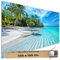 TRIOSK Sichtschutz Balkon Deko Plane Balkonblende Blickdicht mit Motiv Malediven Strand Tropical Beach für Garten Terrasse Gartenzaun Balkonverkleidung Blickschutz PVC groß 200x100 cm