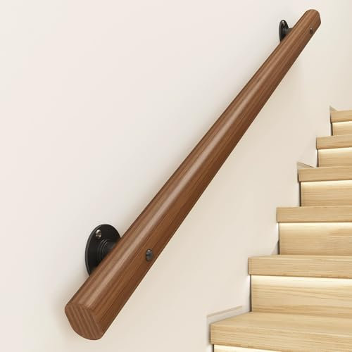 Handlauf Robustes Treppengeländer aus Holz (5×6 cm), Rutschfester Wand-Treppenhandlauf für Den Innenbereich, Handlauf für Lofts, Bars, Kindergärten, Geländer, Flur(13ft(396cm))