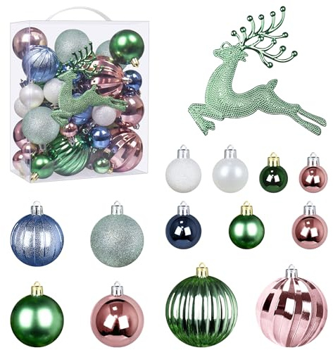 Gaoyong Palline per albero di Natale, 50 PZ palline per albero di Natale, palline di Natale verdi, decorazioni per albero di Natale, adatte per festeggiare il Natale con la famiglia e gli amici