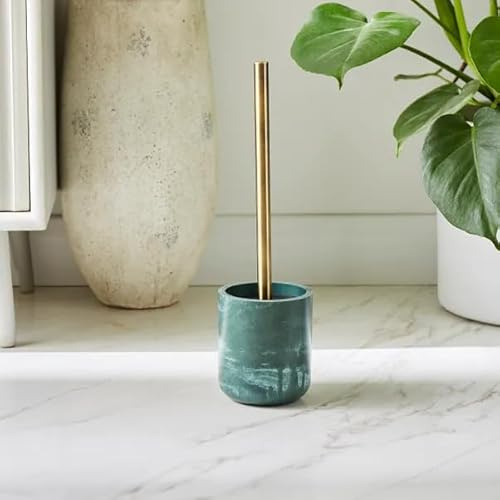 New Green Marble Resin Toilet Brush – Deep Green with Stylish Marble Effect, Durable Resin & Stainless Steel Construction M-14 (Toilet Brush)