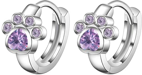 925 Silber Kinder Ohrringe Damen Katzenpfote Blau Zirkonia Ohrringe Ohrstecker Silber 925 Knorpel Ohrringe Schmuck für Frauen Mädchen
