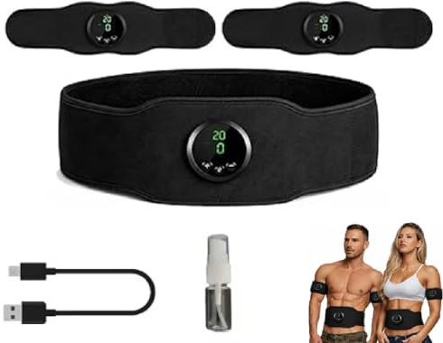 Apeborn Next Gen Ultra Muscle Fitness AB Belt,EMS Bauchtrainer Trainingsgerät,Tragbarer Aufladung Bauchmuskeln Stimulationsgerät mit 12 Modi 19 Intensitäten,Bauchmuskeltrainer für Männer & Frauen