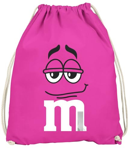 MoonWorks® Turnbeutel - M mit Gesicht - Accessoires Fasching Karneval Gadgets Spruch lustig Faschingsartikel Tasche Gymbag Fuchsia unisize