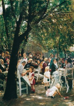 Max Liebermann Poster/Kunstdruck Münchner Biergarten 48 x 69 cm
