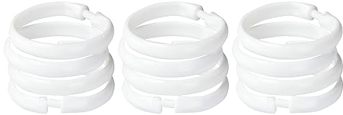 WENKO Duschvorhangringe groß Weiß 12er Set - 12er Set, Kunststoff, 6 x 6 cm, Weiß