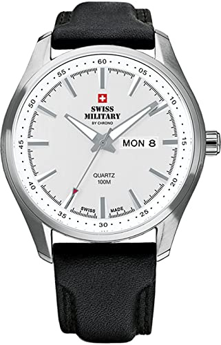Swiss Military Herren Uhr analog Schweizer Quarzwerk mit Leder Armband SM34027.06
