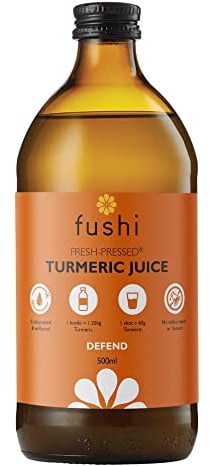 Fushi Turmeric Juice 500ml | Cold-Pressed Turmeric Root | 16+ Shots per Bottle | 75g of Fresh Turmeric Root in Every Shot No Synthetic additives Natural Preservative No Added Sugar