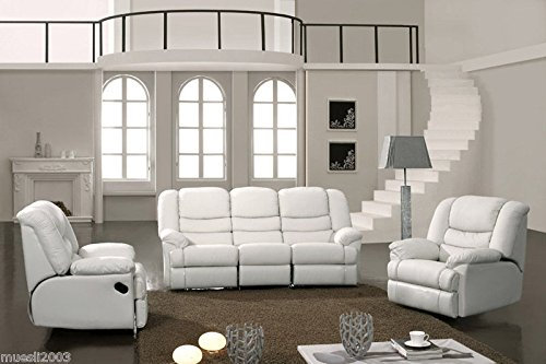 Voll-Leder Couch Sofa-Garnitur-Relaxsessel Polstermöbel-Fernsehsessel 5131-3+1+1