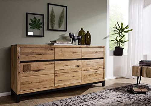 MASSIVMOEBEL24.DE VILLANDERS Sideboard 175x45x85 Wildeiche geölt - Versch Farben, Farbe:Natur geölt, Größe:175x45x85 cm (BxTxH)