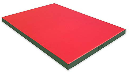 NiroSport Turnmatte 150 x 100 x 8 cm Gymnastikmatte Fitnessmatte Sportmatte Trainingsmatte Weichbodenmatte wasserdicht (Rot/Grün)