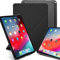 KHOMO iPad Pro 12.9 2018 Smart Cover Schutzhülle mit Halbdurchsichtiger Silikonrückseite und Origami Aufstellungsmöglichkeiten - Schwarz