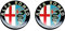 Alfa Romeo 21845 Aufkleber 3D Offiziellen Logo Old 12 mm, 2 Aufkleber