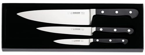 Giesser seit 1776 - Made in Germany - Messer Set 3 teilig Skyline black, genietet, schwarz, geschmiedet, Küchenmesser set, rostfrei, deutsches scharfes Messerset